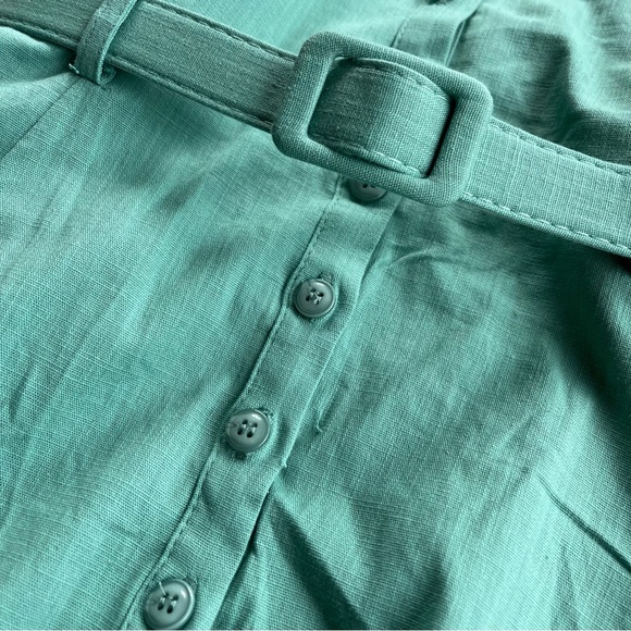 Colectif Vintage London Catalina Sea Green Swing House Dress Buttons Belt NWT - Picture 9 of 13
